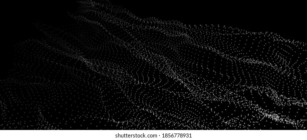 Dinamic wave of dots. background. 3D futuristic illustration.