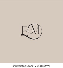 dinamyc curvy initial concept EM elegant and luxury style monogram wedding logo letter