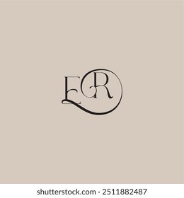 dinamyc curvy initial concept ER elegant and luxury style monogram wedding logo letter