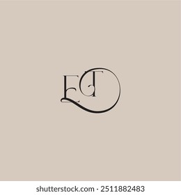 dinamyc curvy initial concept ET elegant and luxury style monogram wedding logo letter