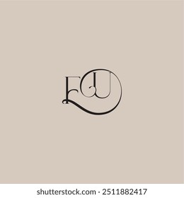 dinamyc curvy initial concept FU elegant and luxury style monogram wedding logo letter