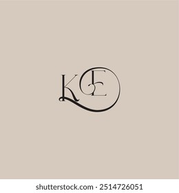 dinamyc curvy concepto inicial monograma logotipo de la boda letra elegante y estilo de lujo KE