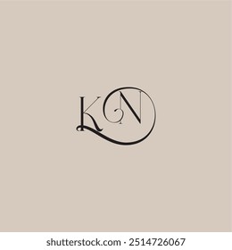 dinamyc curvy initial concept monogram wedding logo letter elegant and luxury style KN