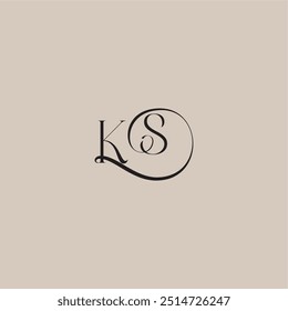 dinamyc curvy initial concept monogram wedding logo letter elegant and luxury style KS