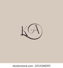 dinamyc curvy conceito inicial monograma casamento logotipo letra elegante e luxo estilo KA