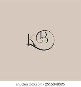 dinamyc curvy initial concept monogram wedding logo letter elegant and luxury style KB