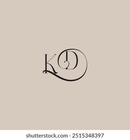dinamyc curvy conceito inicial monograma de casamento logotipo carta elegante e estilo de luxo KD