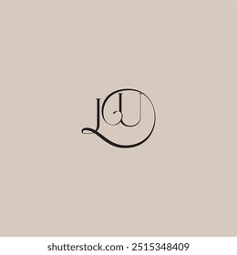 dinamyc curvy initial concept monogram wedding logo letter elegant and luxury style JU