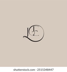 dinamyc curvy conceito inicial monograma de casamento logotipo carta elegante e estilo de luxo JE