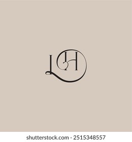 dinamyc curvy conceito inicial monograma casamento logotipo letra elegante e estilo de luxo IH
