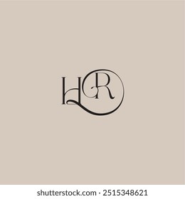dinamyc curvy initial concept monogram wedding logo letter elegant and luxury style HR