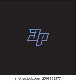 dinamyc line gaming concept monogram logo design letter amazing esport style JP