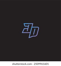 dinamyc line gaming concept monogram logo design letter amazing esport style JD