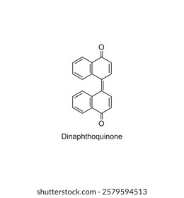 Dinaphthoquinone skeletal structure.Quinone compound schematic illustration. Simple diagram, chemical structure.