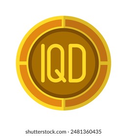 Dinar-Münzsymbol. Währungsflache Symbole mit goldener Farbe, Symbole des irakischen Geldes. Vektorillustrationen.