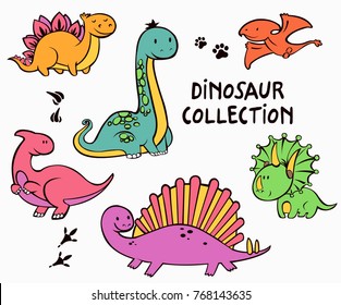 Dinasaur collection. Cartoon illustration.