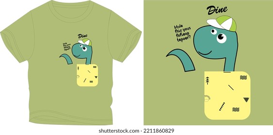 DINASOUR ON TO THE POCKET t shirt graphic design vector illustration \