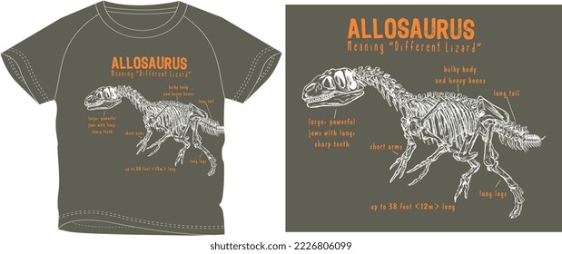 dinasour structyre ok t shirt graphic design vector illustration \