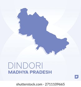 DINDORI District Map, Madhya Pradesh, Indien - Bearbeitbare Vektorgrafik.