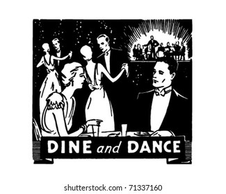 Dine And Dance - Retro Ad Art Banner