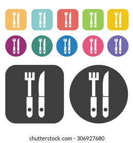 dine Dish, Fork and Knife icons set. Vector Illustration eps10
