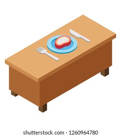 Dine in isometric icon design