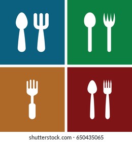 Diner icons set. set of 4 diner filled icons such as fork and spoon, fork