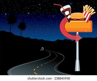 Diner Sign in Desert