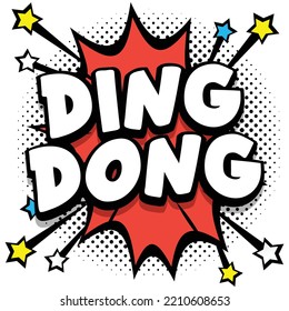 ding dong Pop art comic speech bubbles book sound effects