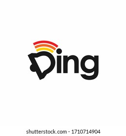 Ding lettering logo, bell logo design
