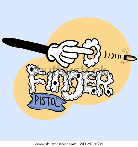 Dinger pistol retro toon draw concept 
