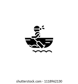 Dinghy black icon concept. Dinghy flat  vector symbol, sign, illustration.