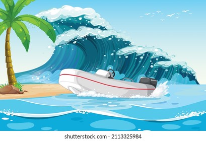 Dinghy Boat At The Beach Illustration