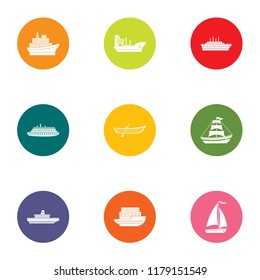Dinghy icons set. Flat set of 9 dinghy vector icons for web isolated on white background