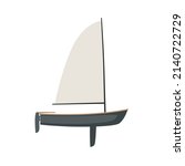 Dinghy with sail in flat style on a white background. Sailing boat illustration.