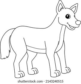 Dingo Animal Coloring Page Isolated for Kids