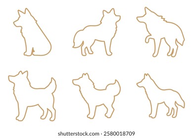 Dingo Animal Outline Icon Set