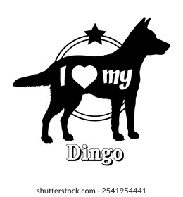 Dingo Hund Silhouette, ich liebe meinen Hund, Hund, Hunderassen, Logo, Vektor, Silhouette, Tier, Illustration, Symbol, Zeichen, schwarz, Haustier,