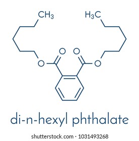 Di-n-hexyl phthalate (DNHP) plasticizer molecule. Skeletal formula.