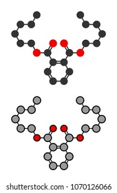 Di-n-hexyl phthalate (DNHP) plasticizer molecule.
