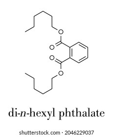 Di-n-hexyl phthalate (DNHP) plasticizer molecule. Skeletal formula.