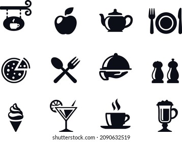 Dining black  icons vector design