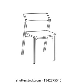 Dining Chair Furniture, Simple Outline Illustration, Isolated Clip Art Vector