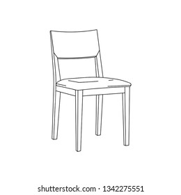 Dining Chair Furniture, Simple Outline Illustration, Isolated Clip Art Vector