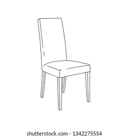 Dining Chair Furniture, Simple Outline Illustration, Isolated Clip Art Vector