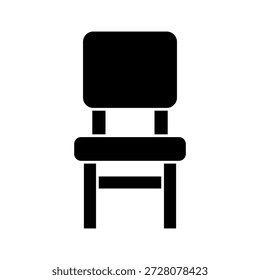 Dining chair furniture solid icon representing table seating, dining spaces, and essential home furniture.