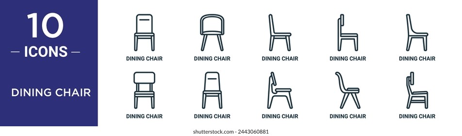 dining chair outline icon set includes thin line dining chair, dining chair, icons for report, presentation, diagram, web design