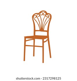 Ilustración vectorial de silla de comedor aislada en blanco.Icono de silla de madera isométrica de dibujos animados.