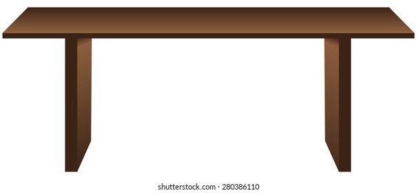 Dining Classic wooden table with dark polished. Vector illustration.