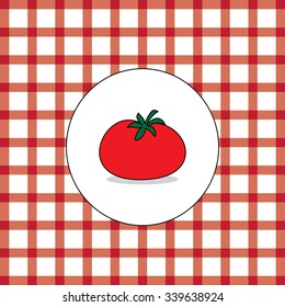 Dining cloth with a pattern of vegetables or fruit
